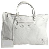 Thumbnail for your product : Balenciaga stone grey distressed leather 'Weekender' large top handle tote