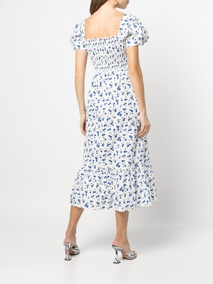 HVN Cherry-Print Smocked Ruffle Dress