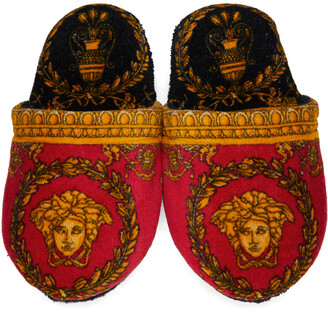Versace Underwear Red Baroque Slippers