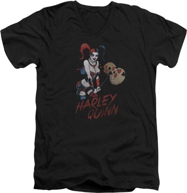 Gildan Justice League of America Harley Hammer Short Sleeve Adult V Neck Premium Cotton Tee / T-Shirt