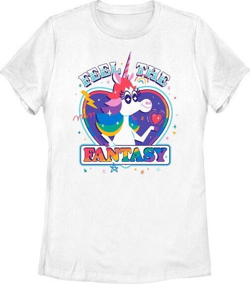 Insideout Women'sInsideOutRainbowUnicornFeeltheFantasyT-Shirt-White-2XLarge