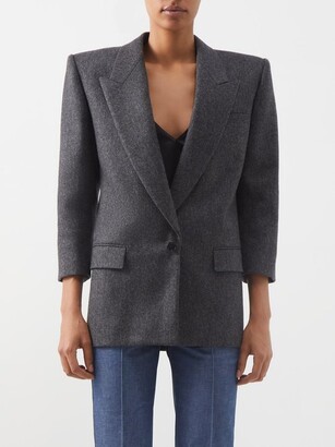 Saint Laurent Cropped-sleeve Wool-tweed Blazer