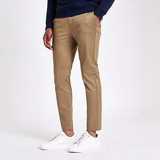 River Island Mens Light Brown skinny cropped trousers