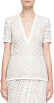 Thumbnail for your product : J. Mendel Short-Sleeve V-Neck Lace Top