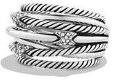 Thumbnail for your product : David Yurman Three X Crossover Ring with Diamonds