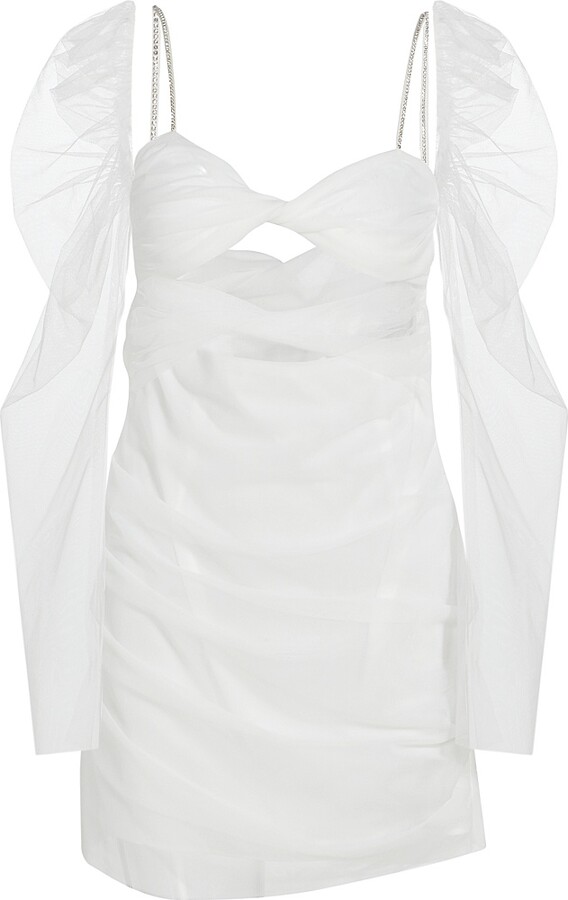 Women's Jean Twisted Semi-Sheer Minidress - Blanc - Size 2