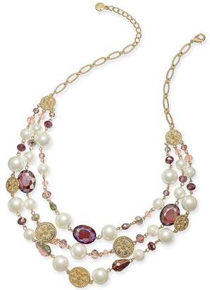 Charter Club Gold-Tone Coin, Bead & Imitation Pearl Statement Necklace, 19" + 2" extender, Created for Macy's