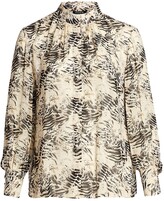 Thumbnail for your product : Lafayette 148 New York, Plus Size Mattea Printed Stand Collar Blouse