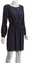 Thumbnail for your product : Shoshanna purple silk 'le petit rue' print long sleeve dress