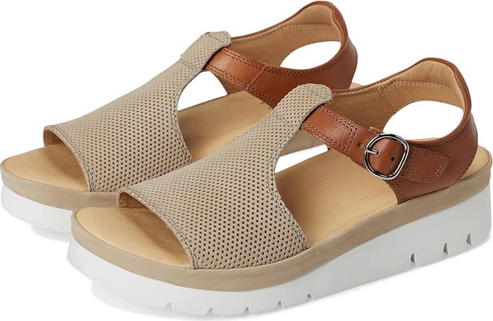 Samuel Hubbard Portola T-Strap Women's Sandals Taupe Nubuck : 7 B - Medium