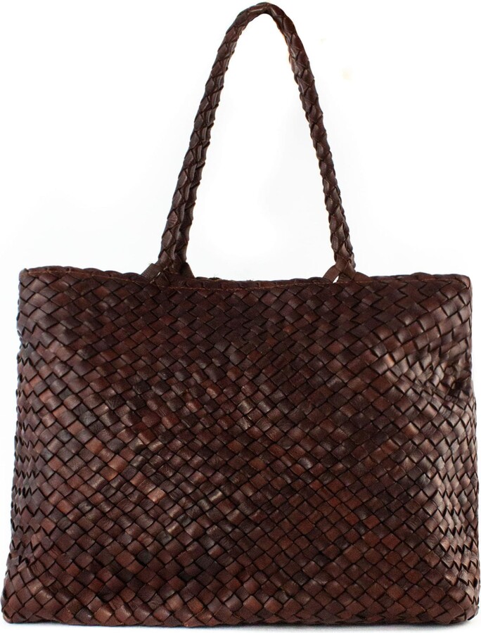 DRAGON DIFFUSION | VINTAGE MESH TOTE 8949 TAN[正規品/関税込] Dragon Diffusion - Vintage Mesh Tote Tan, Woven Leather Bag