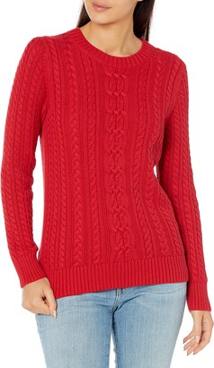 Amazon Essentials Women's Fisherman Cable Long-Sleeve Crewneck Sweater (Available in Plus Size)