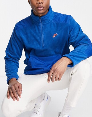 Nike Style Essentials polar fleece 1/2 zip sweatshirt in blue MBLUE - ShopStyle Jumpers & Hoodies