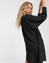 Thumbnail for your product : Monki animal print mini shirt dress in black