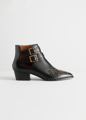 And other stories Embellished Leather Western Ankle Boots