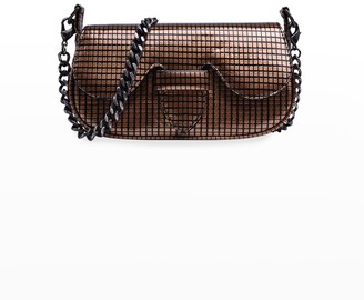 ADRIANA CASTRO Alicia Grid Patent Leather Clutch Bag