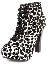 Thumbnail for your product : Charlotte Russe Velvet Leopard Lace-Up Bootie