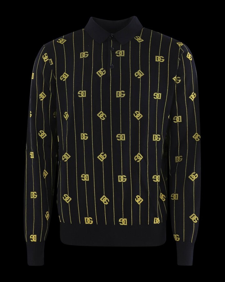 Dolce & Gabbana Logo Jacquard Knitted Polo Shirt