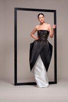 Thumbnail for your product : Isabel Sanchis Embroidered Strapless Peplum Evening Gown