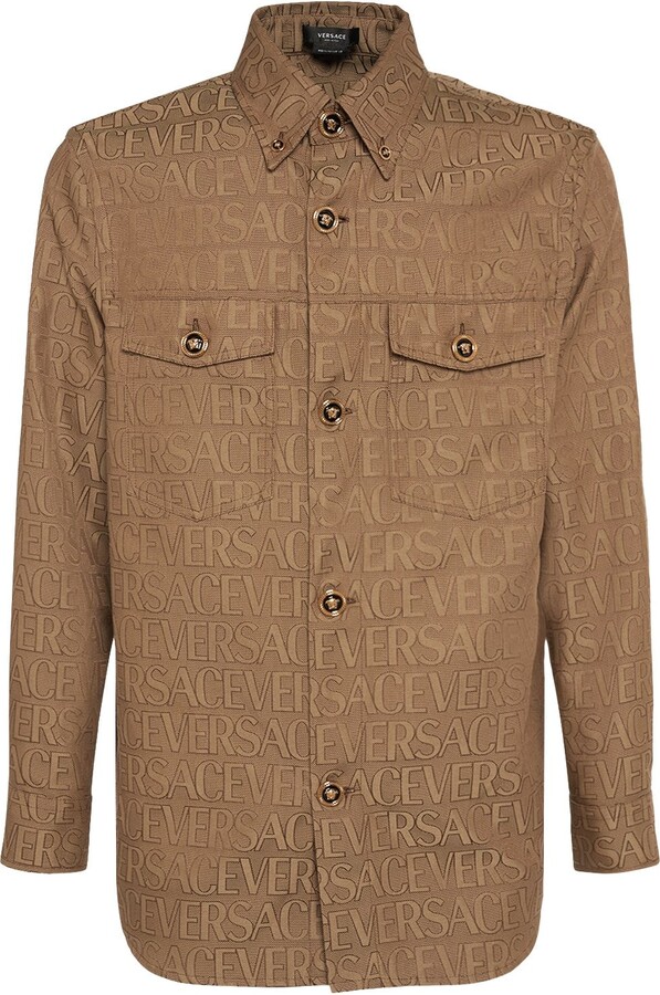 Versace Monogram cotton blend canvas overshirt - ShopStyle Outerwear