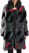 Thumbnail for your product : Tory Burch Morgan Shearling Intarsia Dogtooth Coat