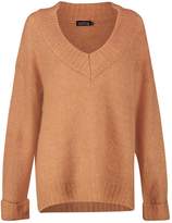 Thumbnail for your product : boohoo V Neck Jumper With Ribbed Trim Cuff