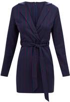 Thumbnail for your product : PrettyLittleThing Navy Tie Waist Striped Blazer Dress