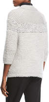 Thumbnail for your product : Brunello Cucinelli Zip-Front Chevron Knit Cashmere Cardigan with Paillettes