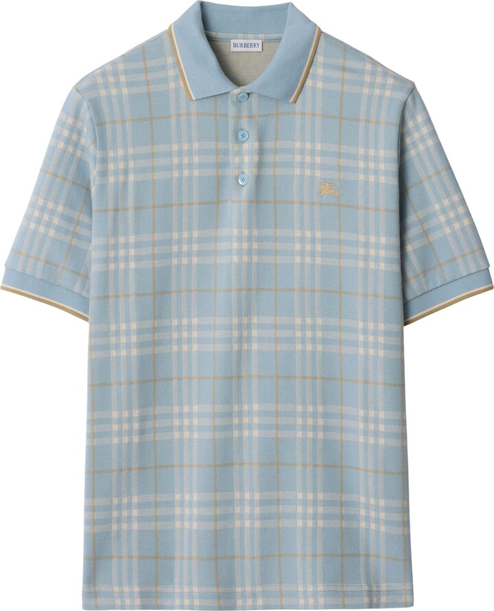 Burberry Cotton Check Jacquard Polo Shirt