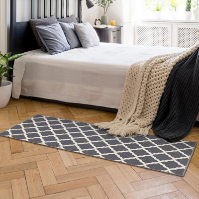 Ottomanson Glamour Non-Slip Moroccan Trellis Area Rug For Living Room, Hallway Runner, Entryway Rug, Gray