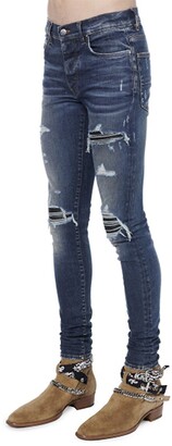Amiri Mx1 Leather Patch Skinny Jeans