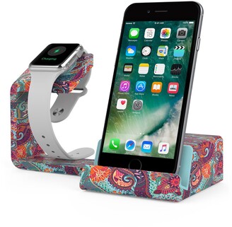 Posh Tech Dual 2-in-1 Charging Stand for Apple Watch and Smartphones - Paisley