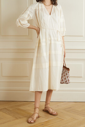 Apiece Apart Mari Pintucked Organic Cotton-voile Midi Dress - Cream