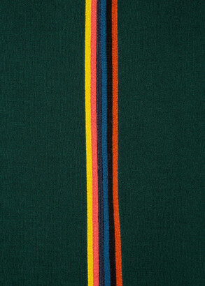 Paul Smith Men's Bottle Green Merino Wool 'Artist Stripe' Zip-Through Cardigan