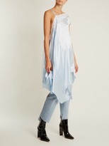 Thumbnail for your product : Vetements Deconstructed Silk-satin Slip Dress - Light Blue
