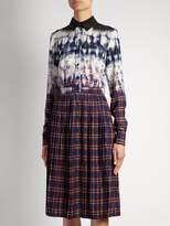 Thumbnail for your product : Altuzarra Maria Tie Dye And Check Print Shirtdress - Womens - Blue Multi