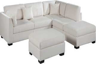Everly Quinn Contemporary Sectional Sofa Set Reversible L/R Chaise Sofa Corduroy Upholstered Pillows Living Room Furniture