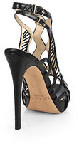 Thumbnail for your product : Alexandre Birman Leather and Snakeskin Cage Sandals