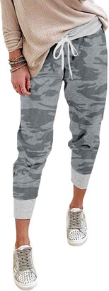BETTE BOUTIK 7/8 Jogger Running Travel Pants with Pockets Lounge Casual  Stretch Workout Camo Gray Pants for Women - ShopStyle Activewear Trousers