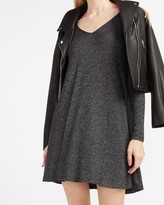 Thumbnail for your product : Express Supersoft Brushed V-Neck Trapeze Dress