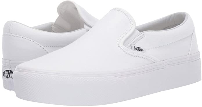 vans white slip on platform