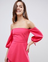 Thumbnail for your product : ASOS PETITE Bardot Midi Dress With Tiered Wrap Skirt