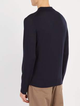 Paul Smith Long Sleeved Fine Knit Wool Polo Shirt - Mens - Navy