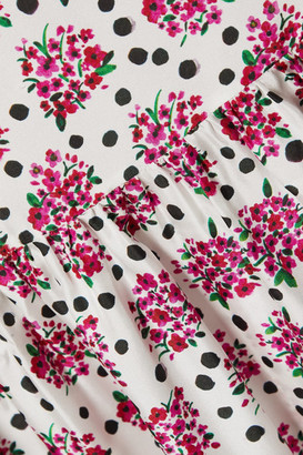 SEREN Cece Ruffled Floral-print Silk-twill Maxi Dress - Pink