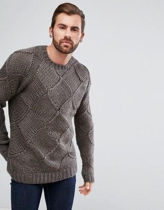 ASOS Wool Mix Hand Knitted Jumper With All Over Texture
