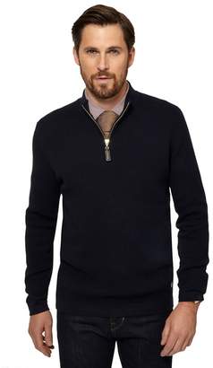 Co Hammond & by Patrick Grant - Big And Tall Navy Waffle Knit Zip Neck Sweater