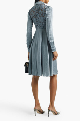 Valentino Corded Lace-paneled Hammered-satin Dress