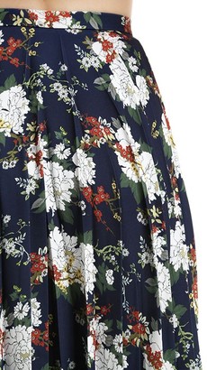 Act N°1 Floral Print Pleated Crepe Midi Skirt