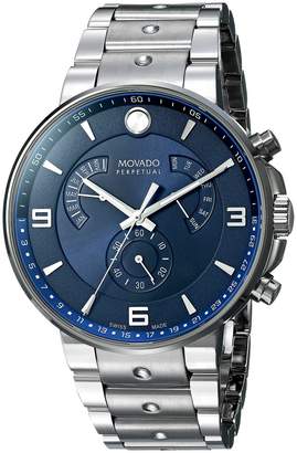 Movado Men's 'SE Pilot' Swiss Quartz Stainless Steel Casual Watch, Color Silver-Toned (Model: 0607129)