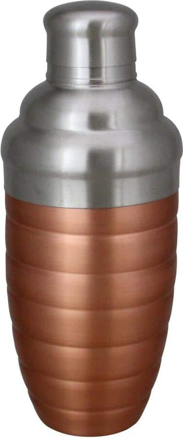 Copper Finished Ribbed Stainless Steel Martini Cocktail Shaker 17 Oz.